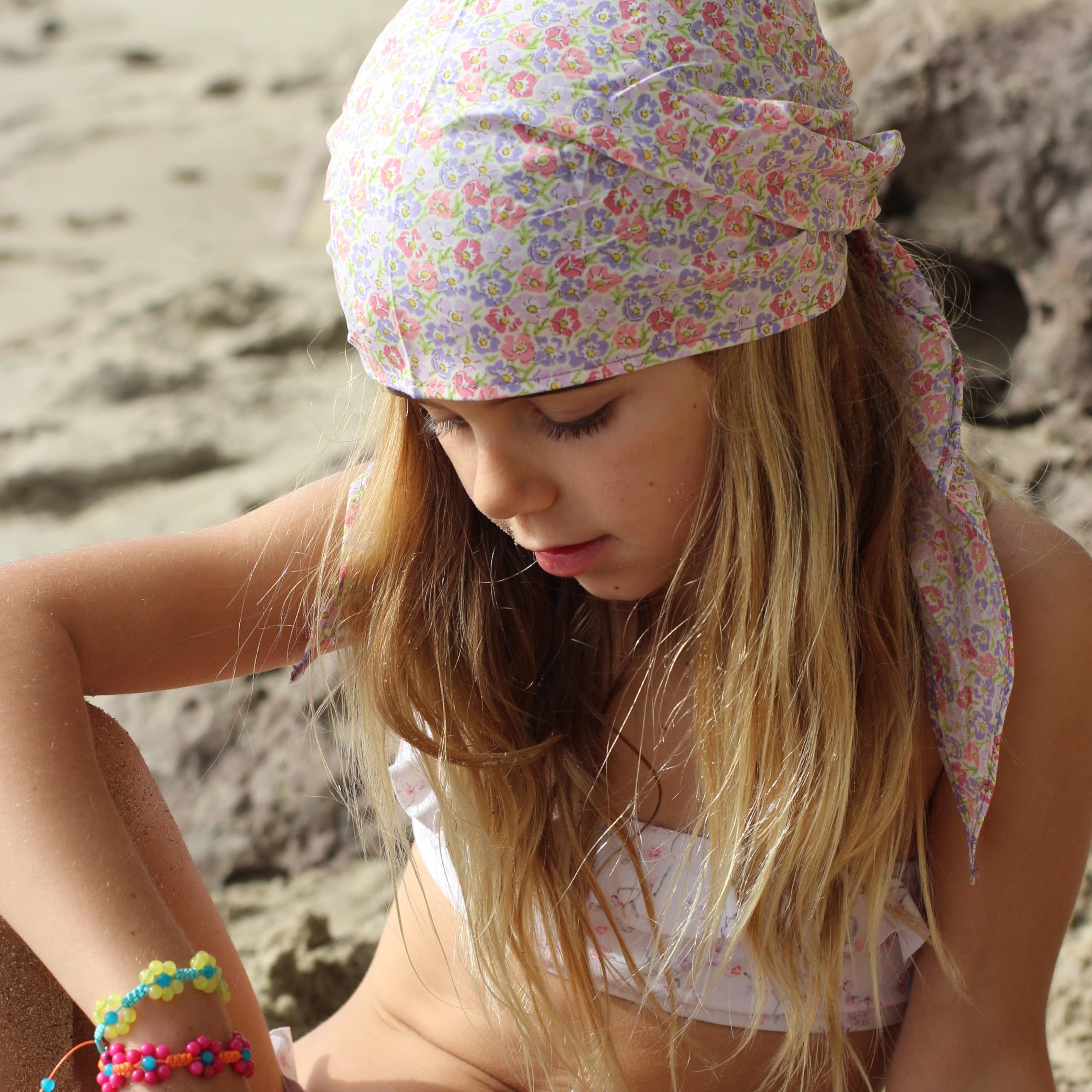 Girls Pre-tied Hair Bandana Head Scarf - Kids Age 3-8 Y- Country Floral