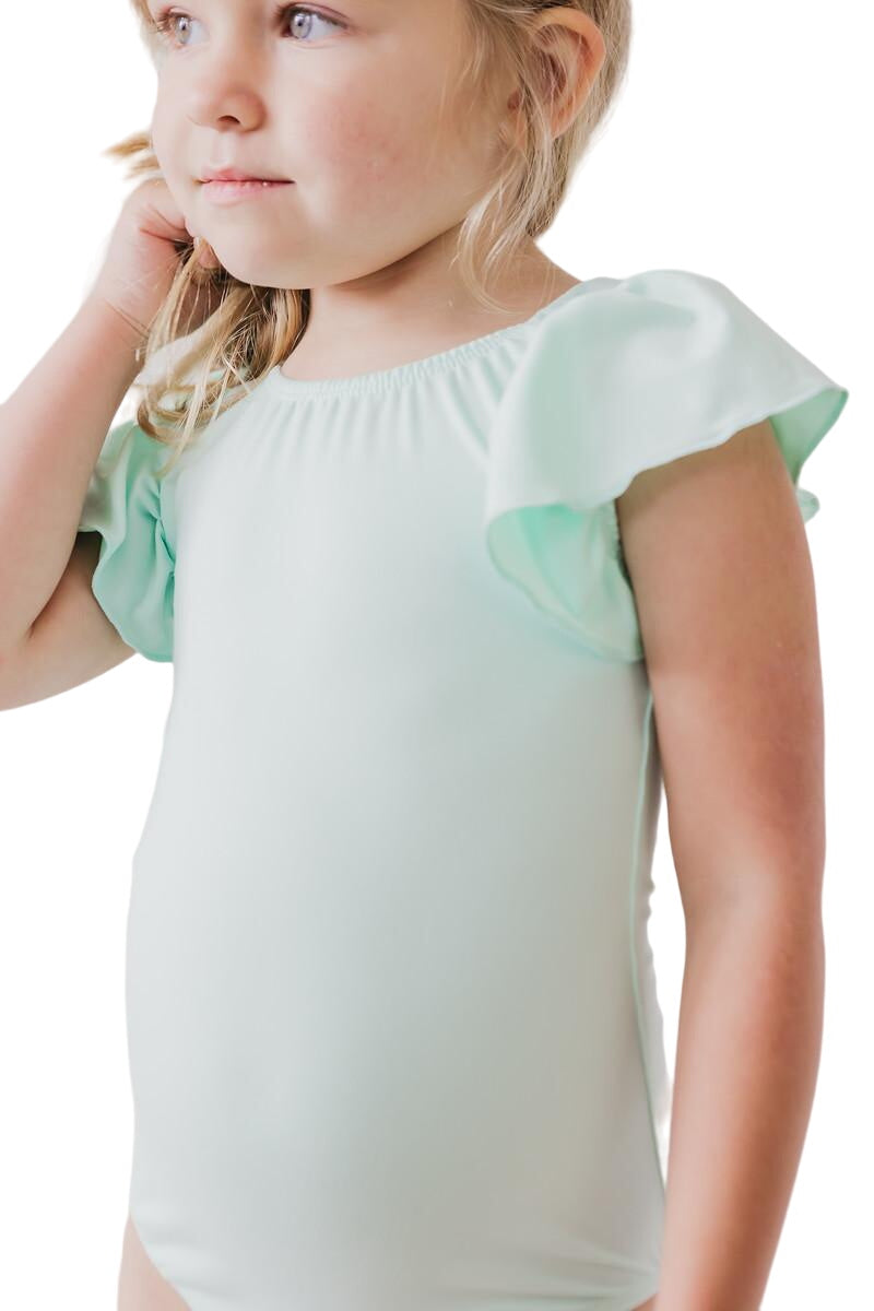 Pastel Green S/s Flutter Sleeve Leotard