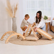 4in1 Montessori Climbing Set: Triangle Ladder + Climbing Arch + Slide Board + Cushion (1-3 Y.o)