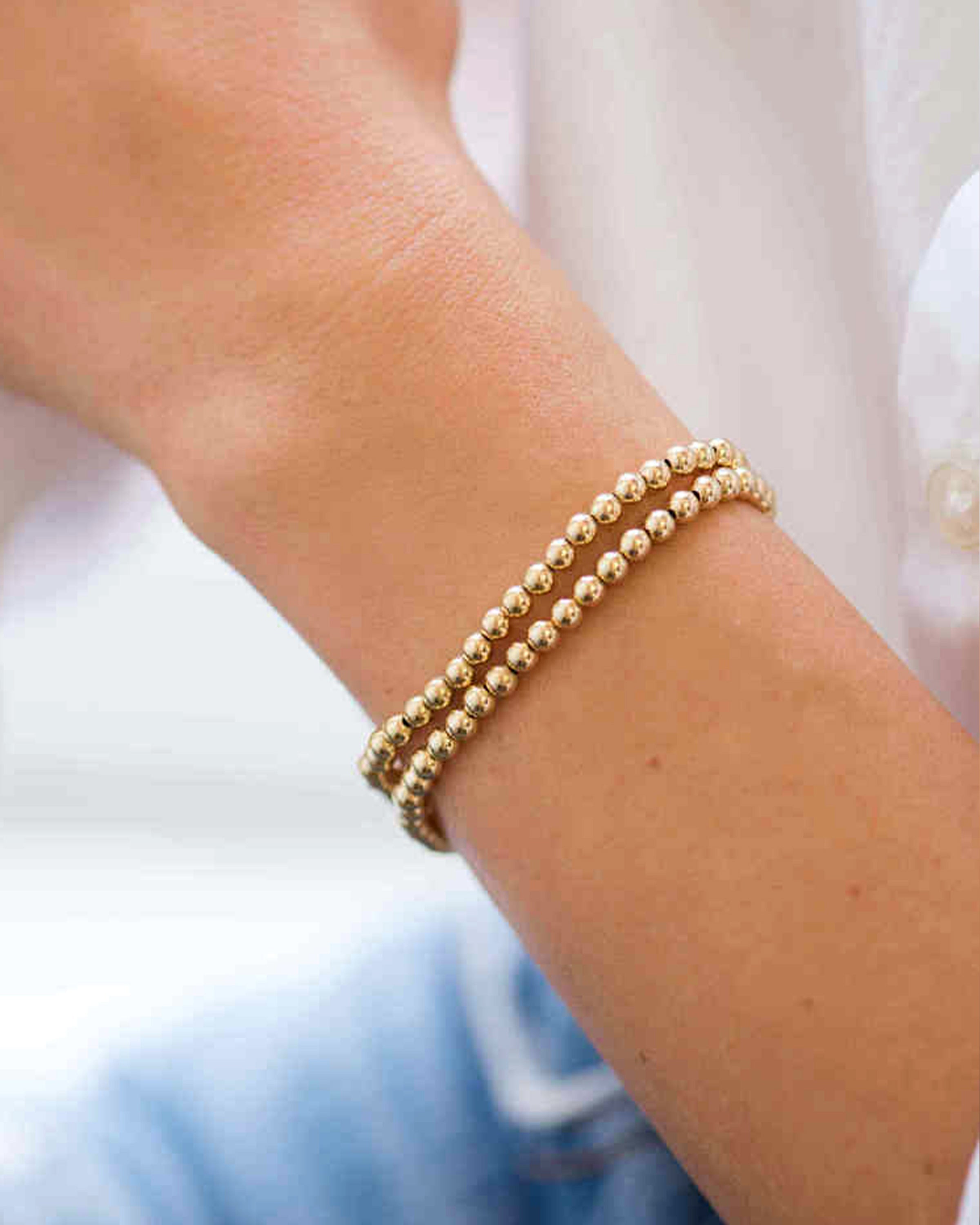 4mm Gold Bead Bracelet