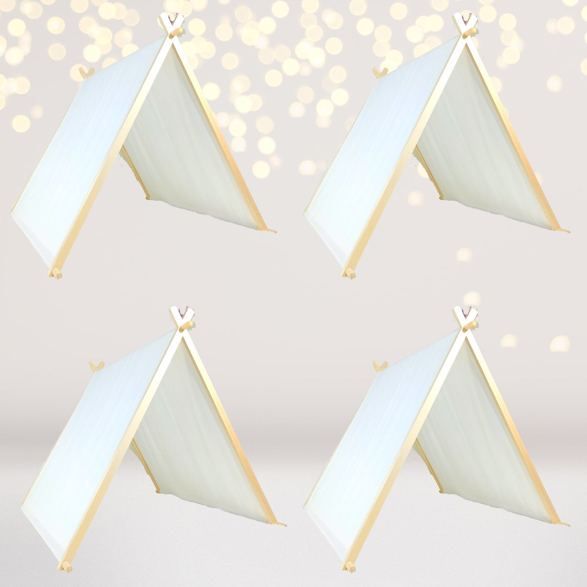 Kids A-frame Sleepover Tents With Lights 4 Pack