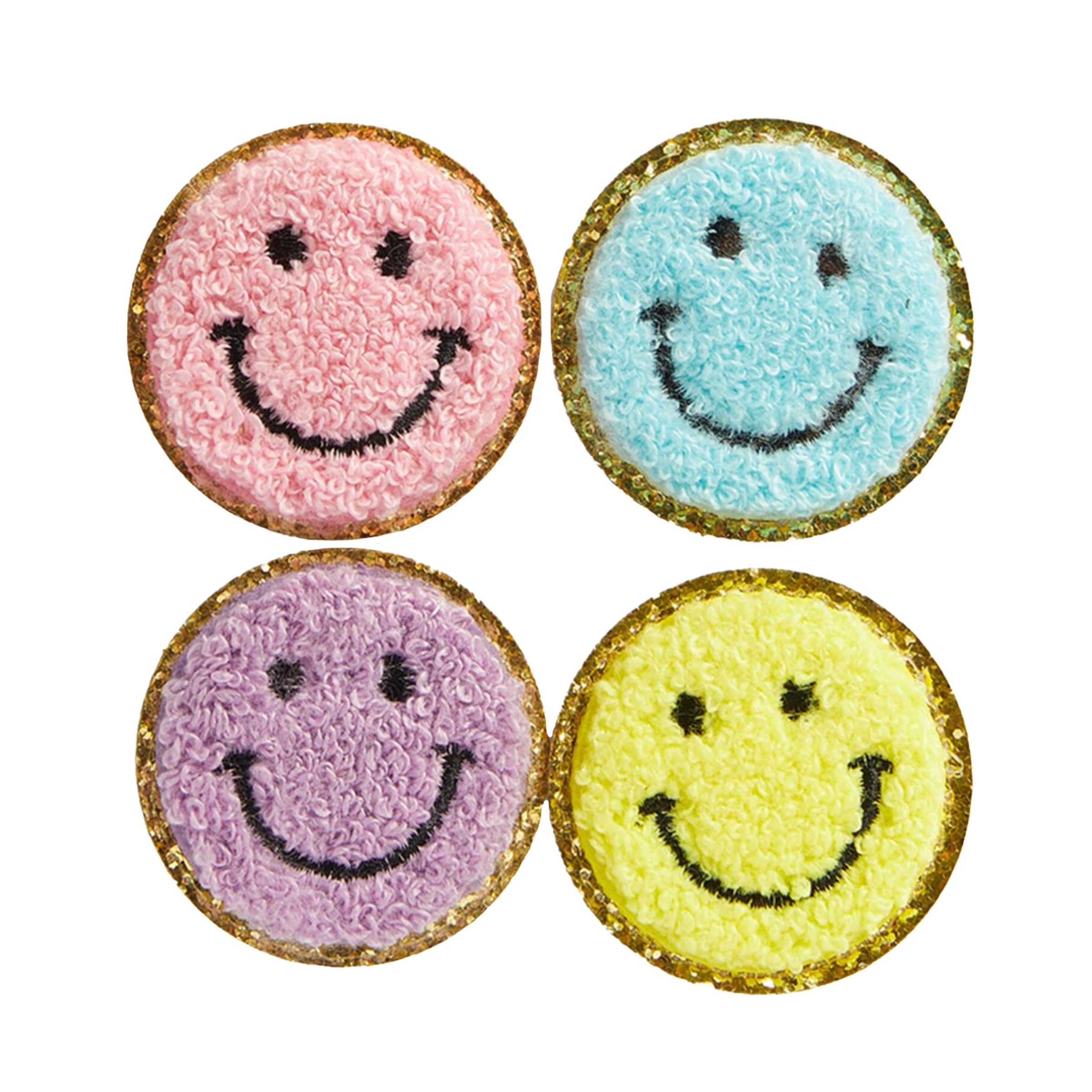 Chenille Smiley Face Patches (pack Of 4)