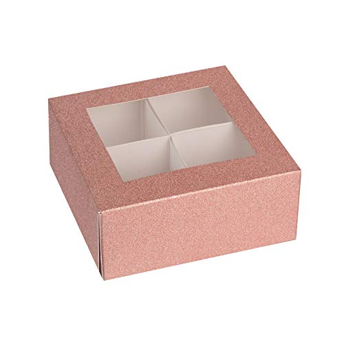 Window Box 6"x6"x2.5" Rose Gold With Four Sections 6 Pack