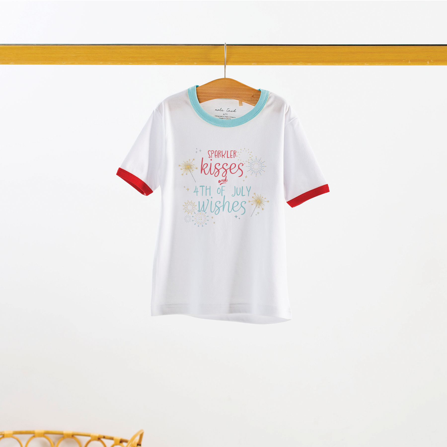 Sparkler Kisses And 4th Of July Wishes Organic Cotton Tee