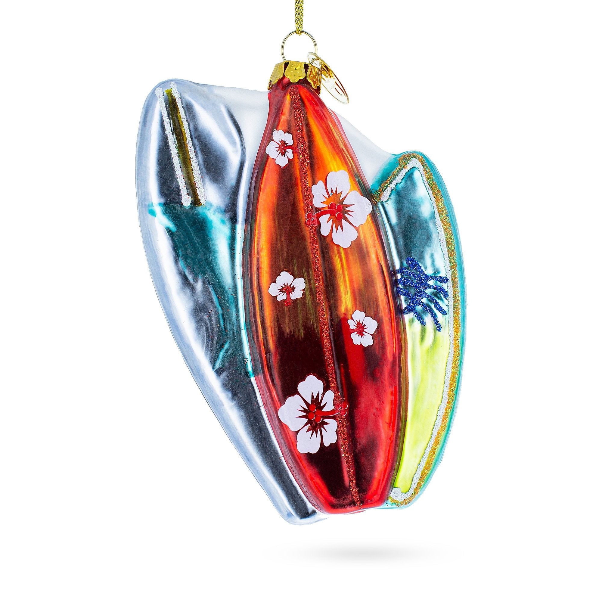 Colorful Surfing Boards - Blown Glass Christmas Ornament