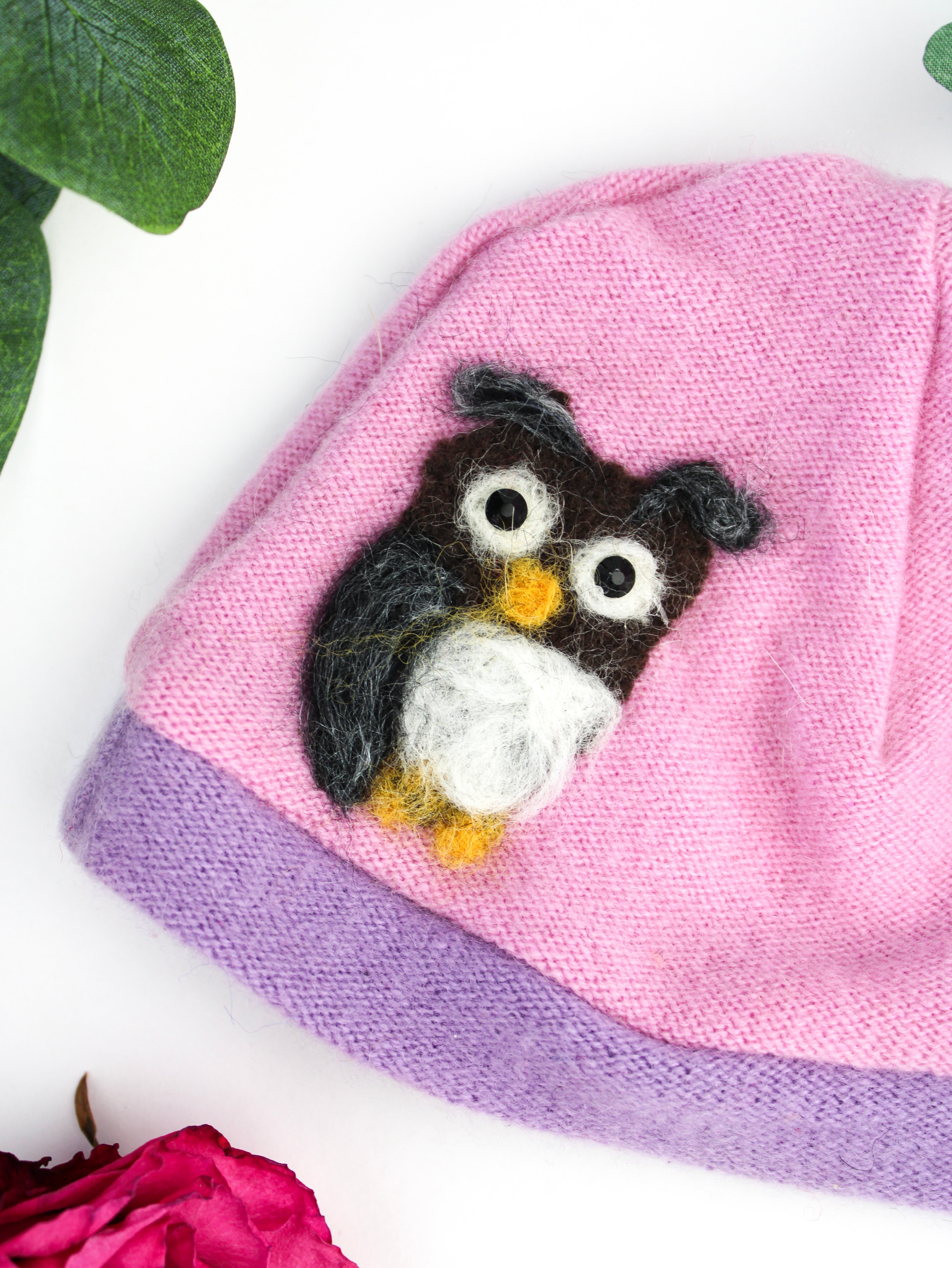 Owl Cashmere Hat - Newborn