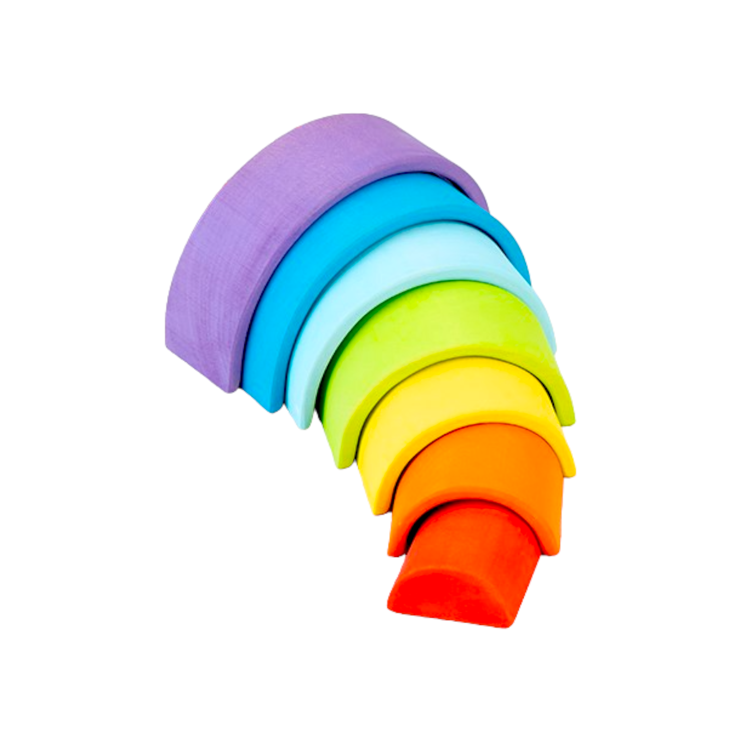 7 Pcs Stained Mini Wooden Rainbow Stacker In Stained Purple Sunset Color