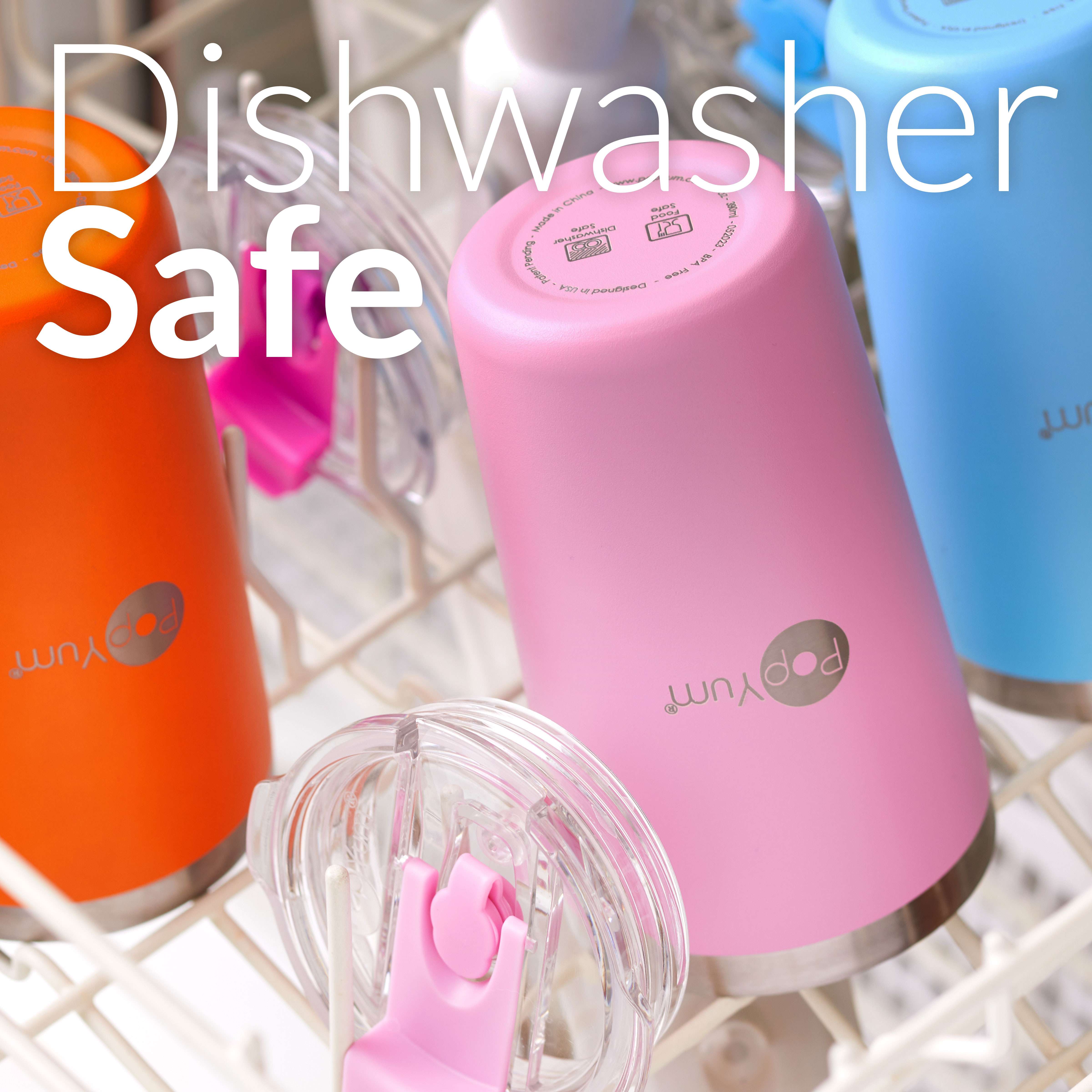 Popyum 13oz Insulated Stainless Steel Kids’ Cups With Lid And Straw, 2-pack, Purple & Pink, Stackable, Sippy, Baby, Child, Toddler, Tumbler