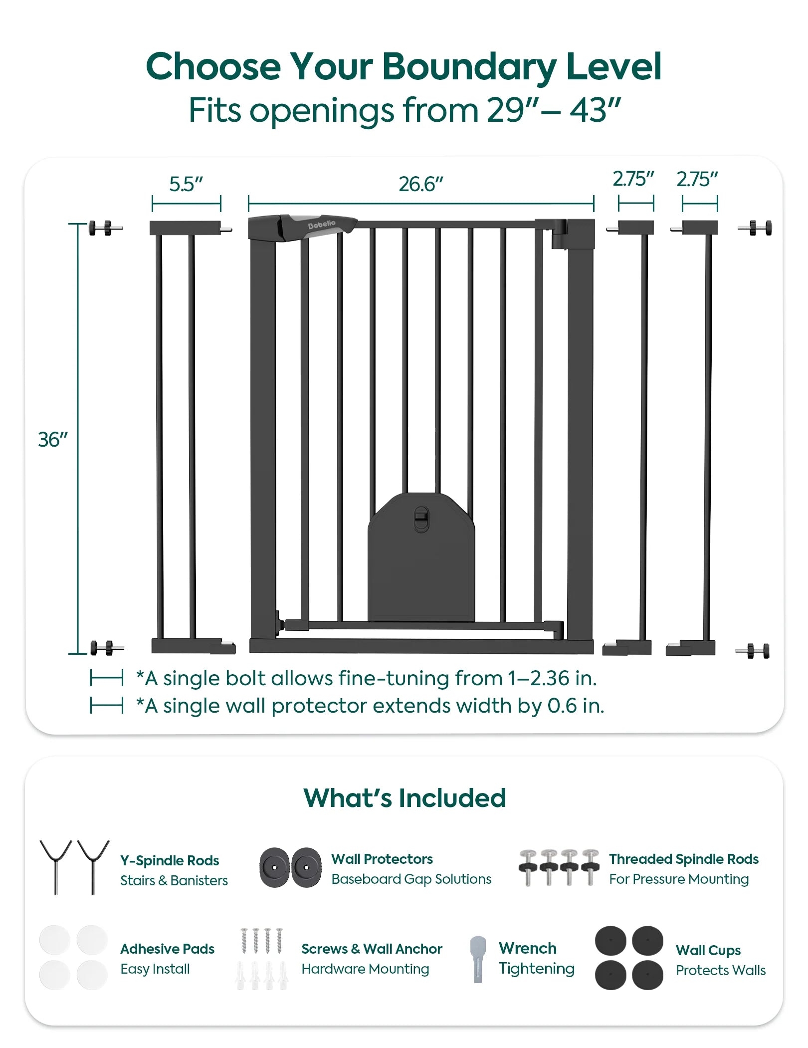 Catprivilege A7 | Adjustable Safety Gate With Lockable Pet Door