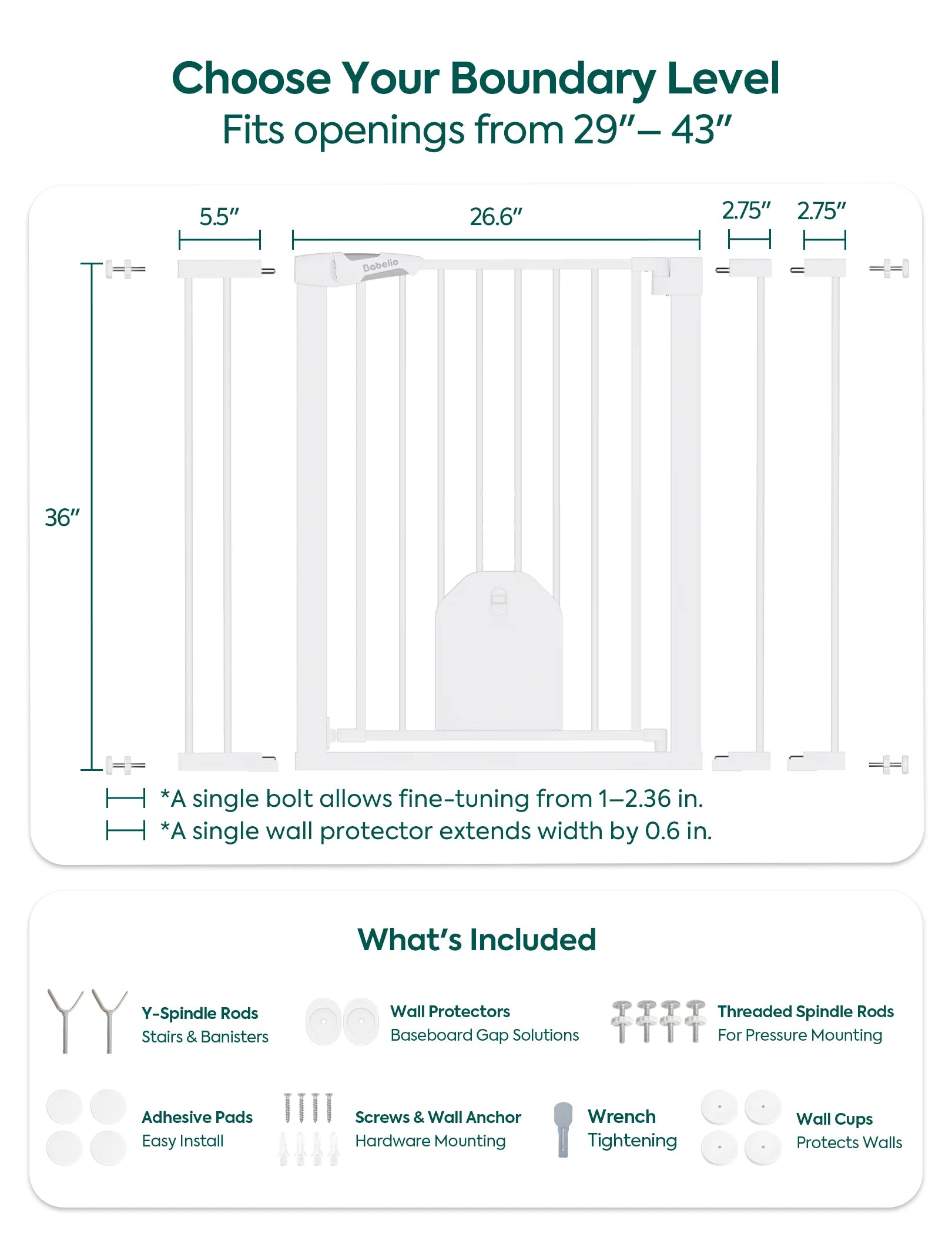 Catprivilege A7 | Adjustable Safety Gate With Lockable Pet Door