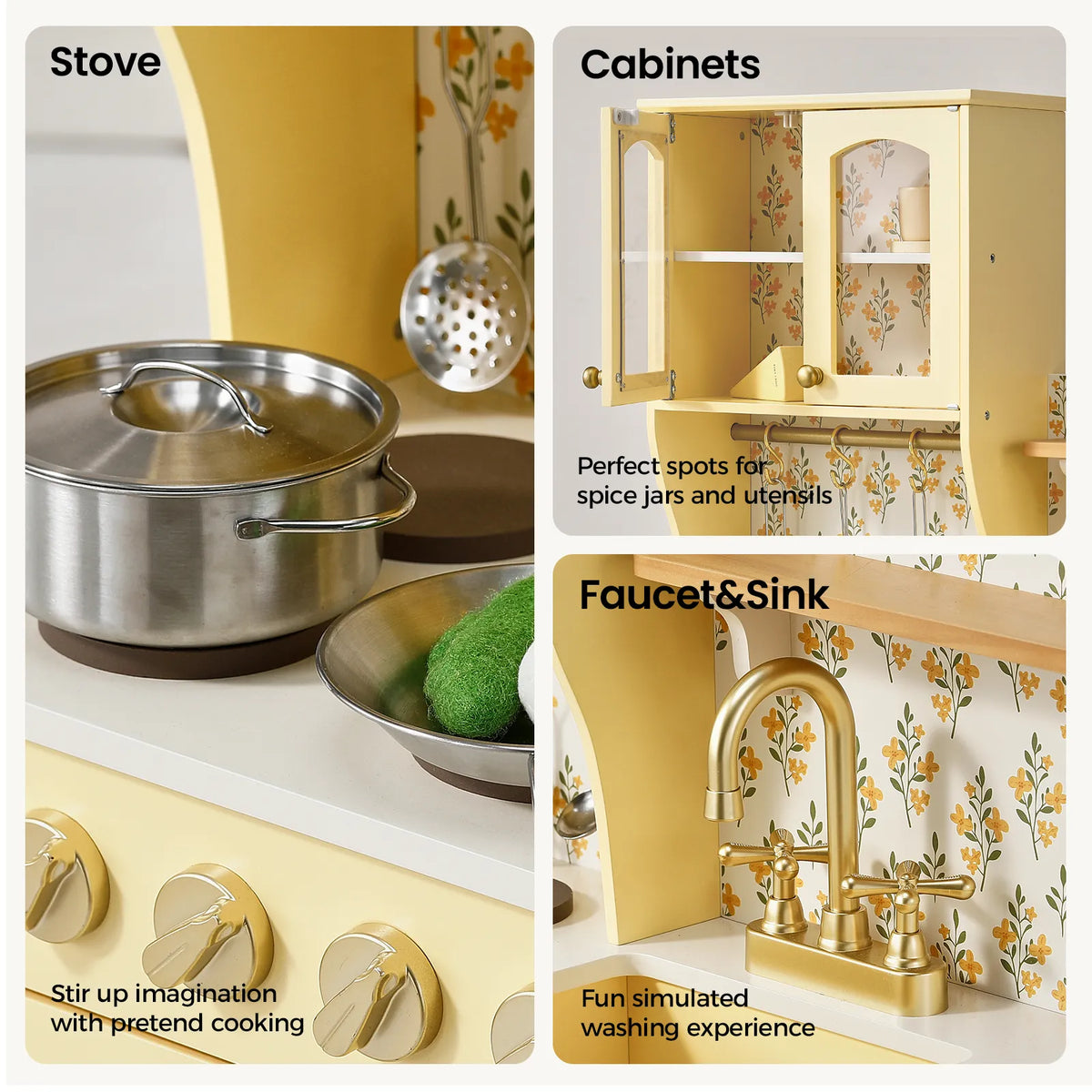 ® Wooden Play Kitchen With Storage For Creative Toddlers