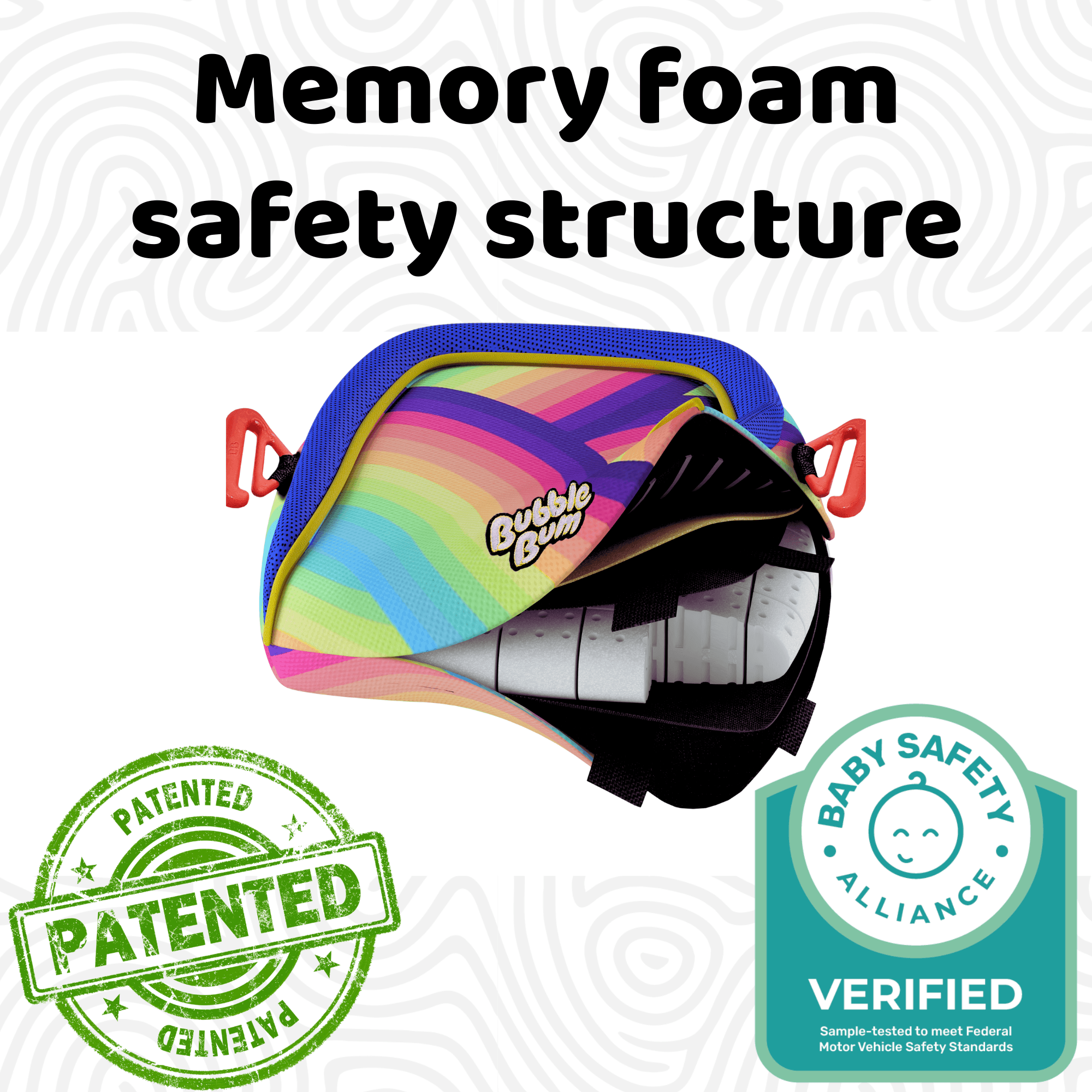 Bubblebum Inflatable Car Booster Seat - Travel Booster Seat - Rainbow Style ✔️