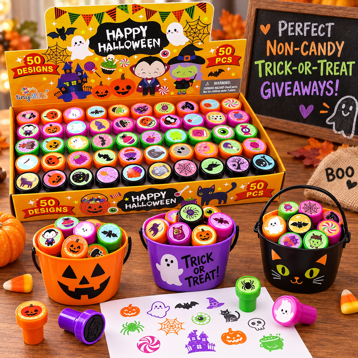 50 Pc New Spooky Halloween Assorted Designs Stampers