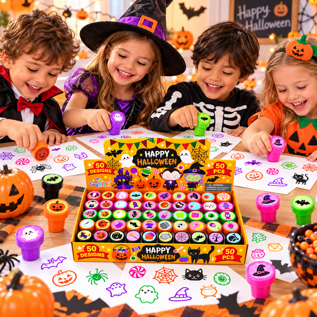 50 Pc New Spooky Halloween Assorted Designs Stampers