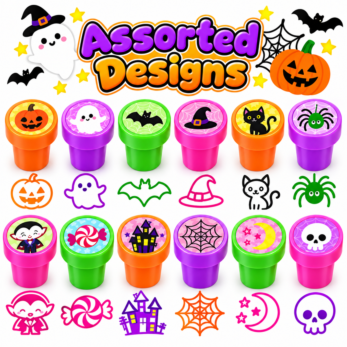 50 Pc New Spooky Halloween Assorted Designs Stampers