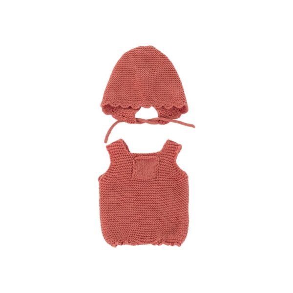 Knitted Doll Outfit 32 Cm –rompers & Bonnet