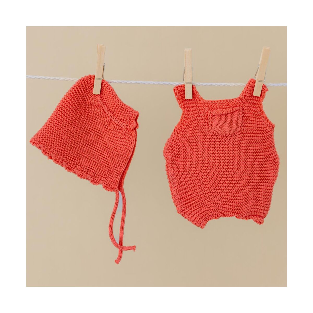 Knitted Doll Outfit 32 Cm –rompers & Bonnet