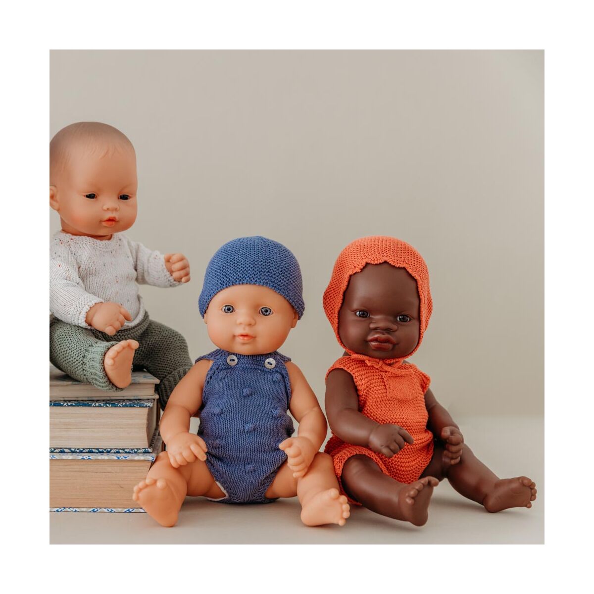 Knitted Doll Outfit 32 Cm –rompers & Bonnet