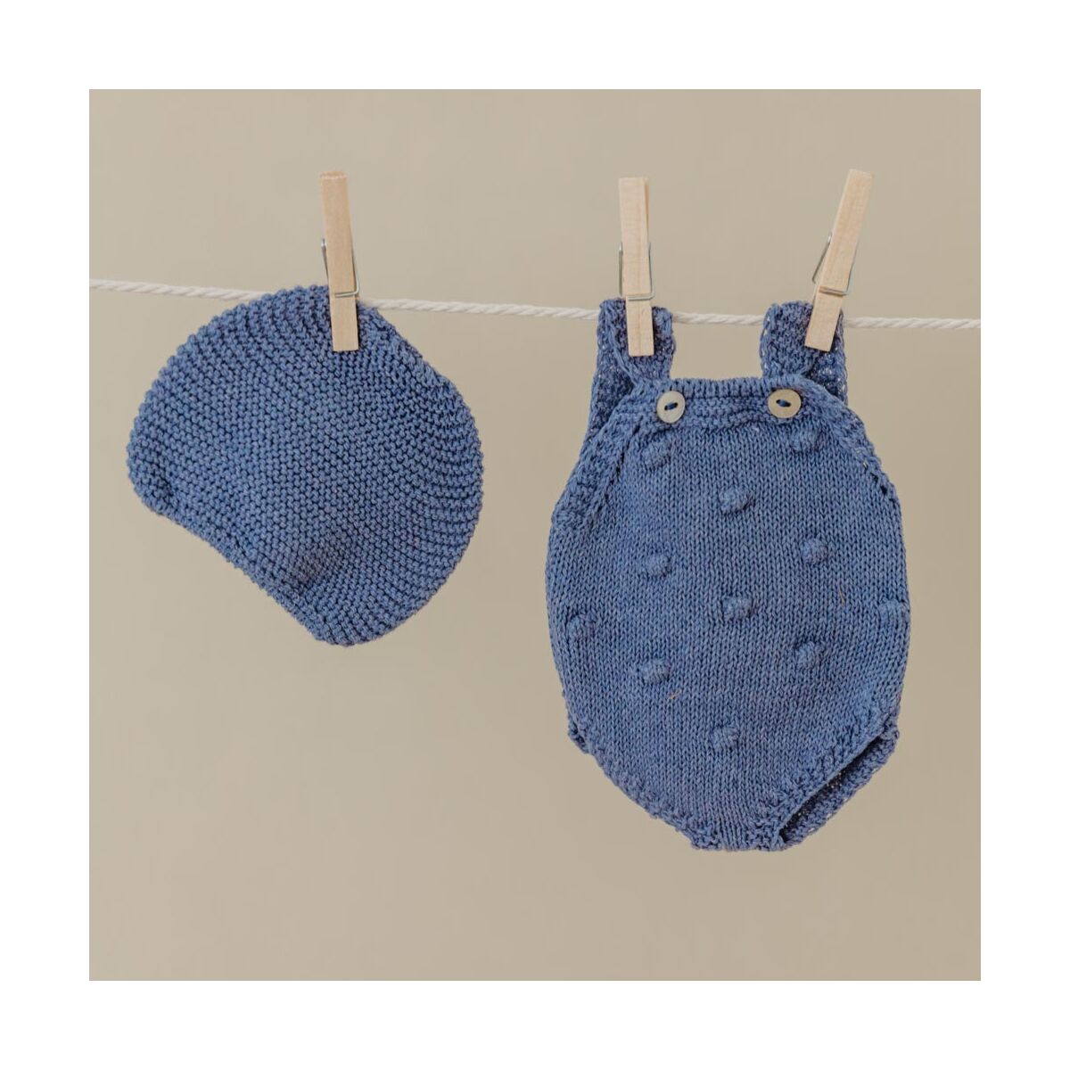 Knitted Doll Outfit 32cm –rompers & Beanie Hat