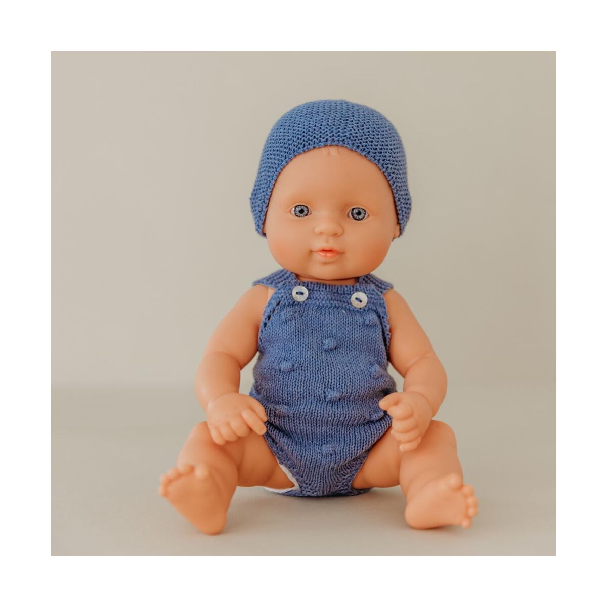 Knitted Doll Outfit 32cm –rompers & Beanie Hat