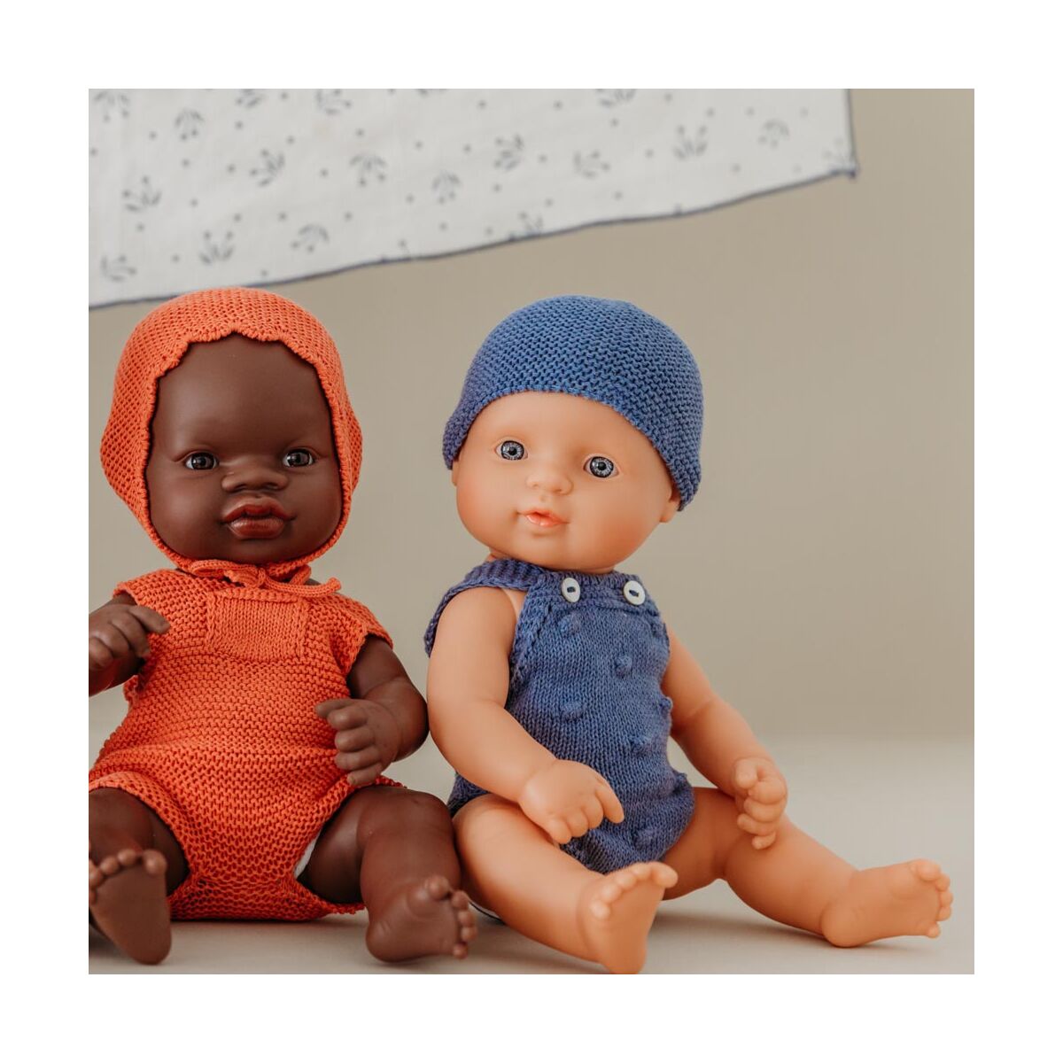 Knitted Doll Outfit 32cm –rompers & Beanie Hat