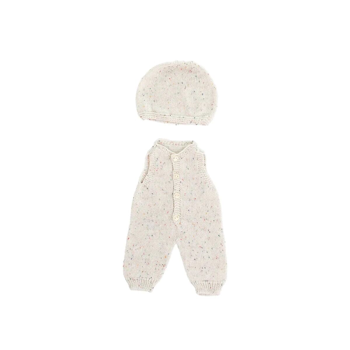 Knitted Doll Outfit 40cm – Overall & Beanie Hat