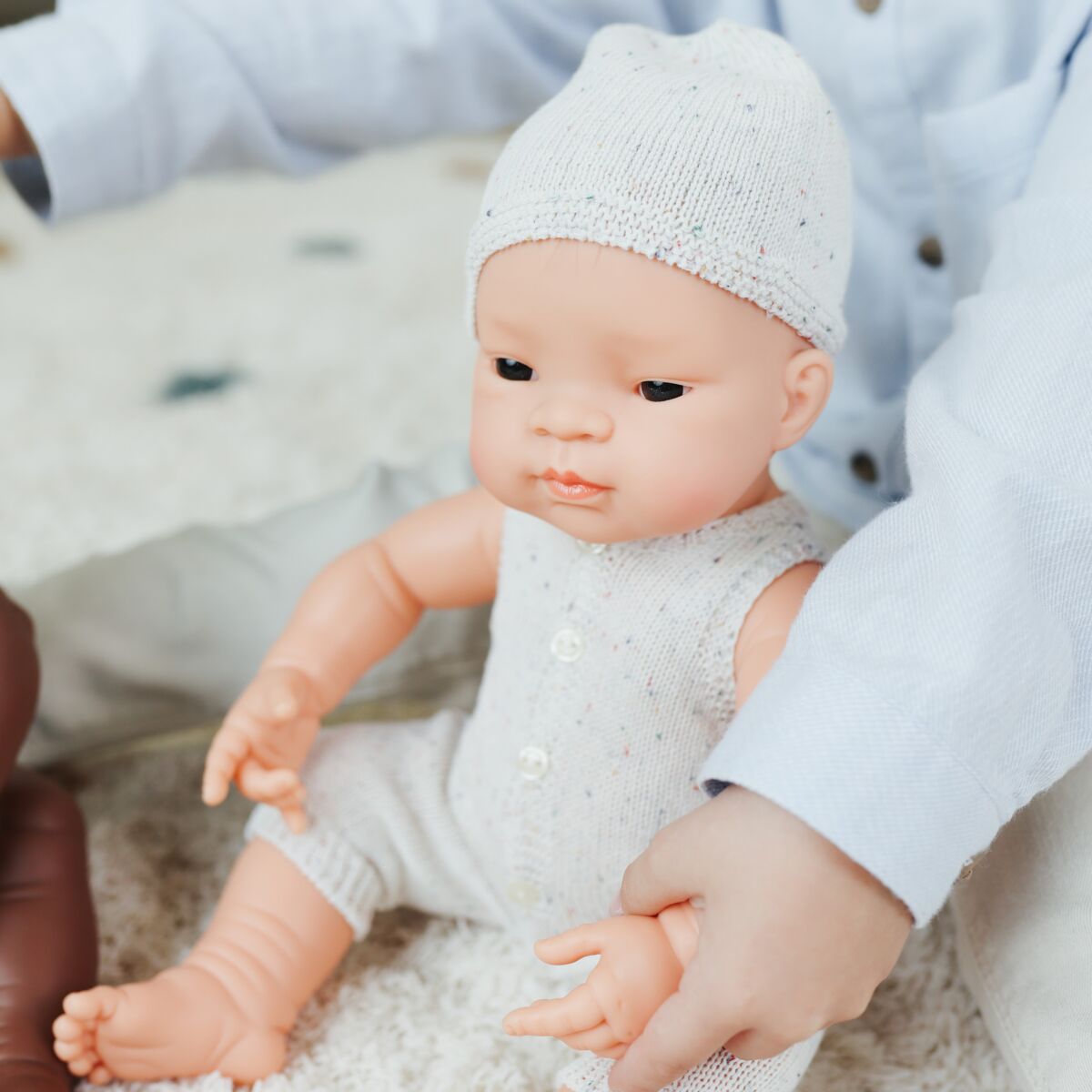 Knitted Doll Outfit 40cm – Overall & Beanie Hat