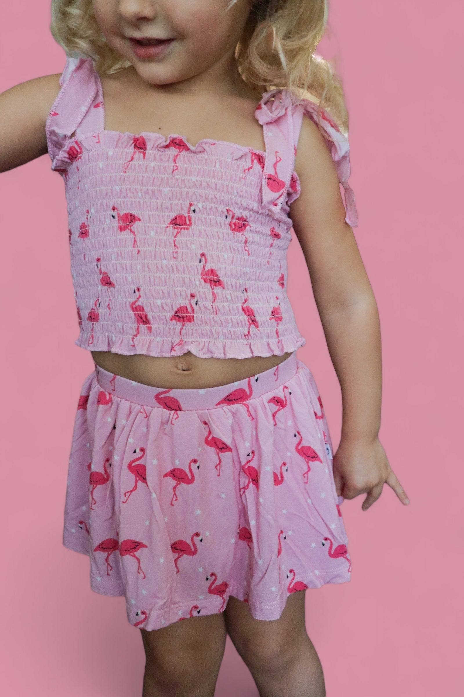 Flocking Flamingos Dream Smocked Skort Set