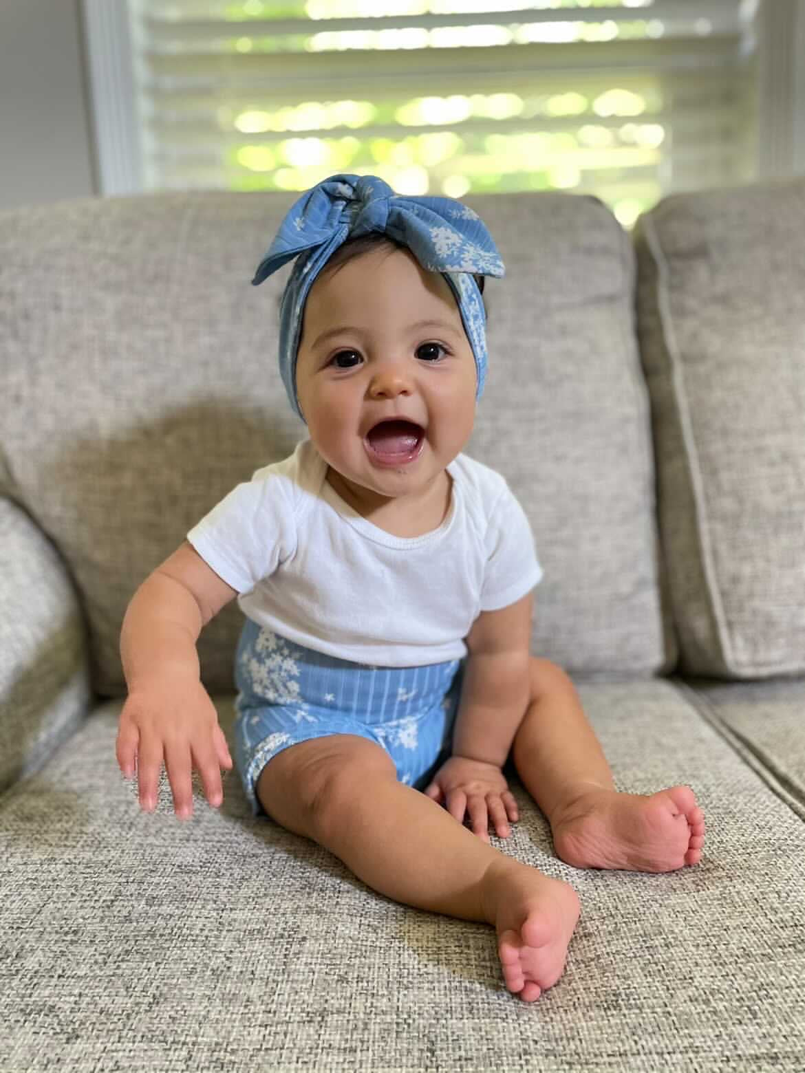 Minimal Floral Blue Ribbed Bummies