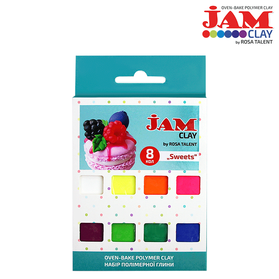 Polimer Clay, Set "sweets", 8x20g, Jam Clay, Rosa Talent