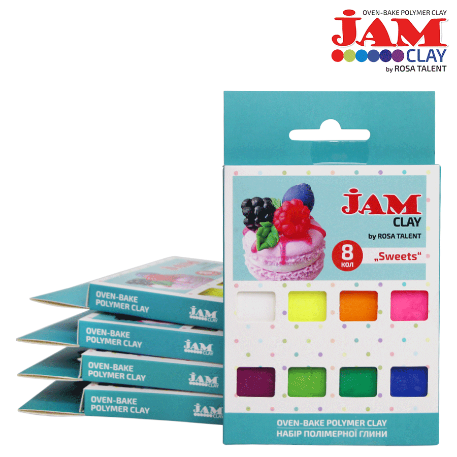 Polimer Clay, Set "sweets", 8x20g, Jam Clay, Rosa Talent