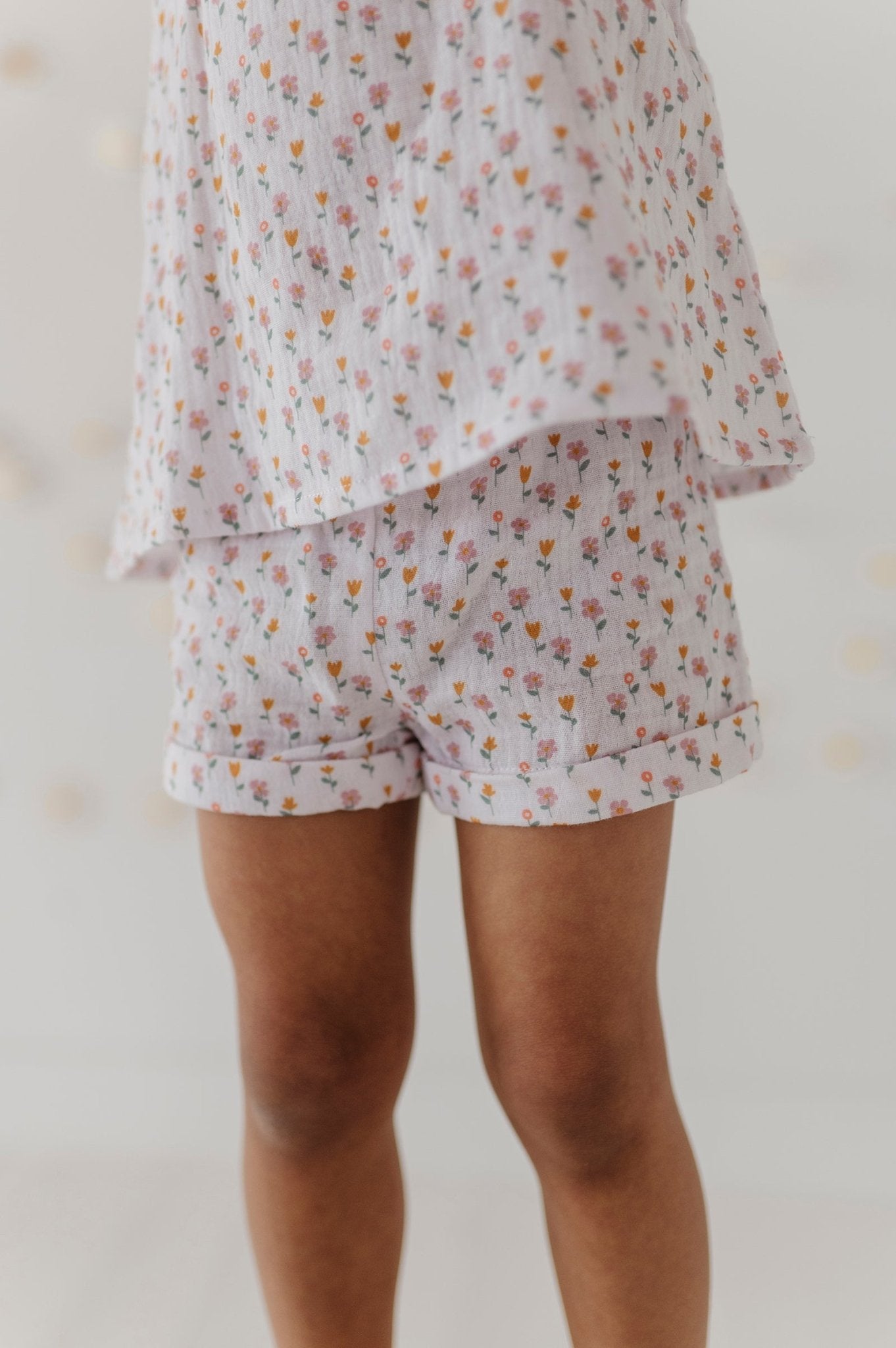 Girls Gauze Tank & Short Set In Mini Daisy On Cream