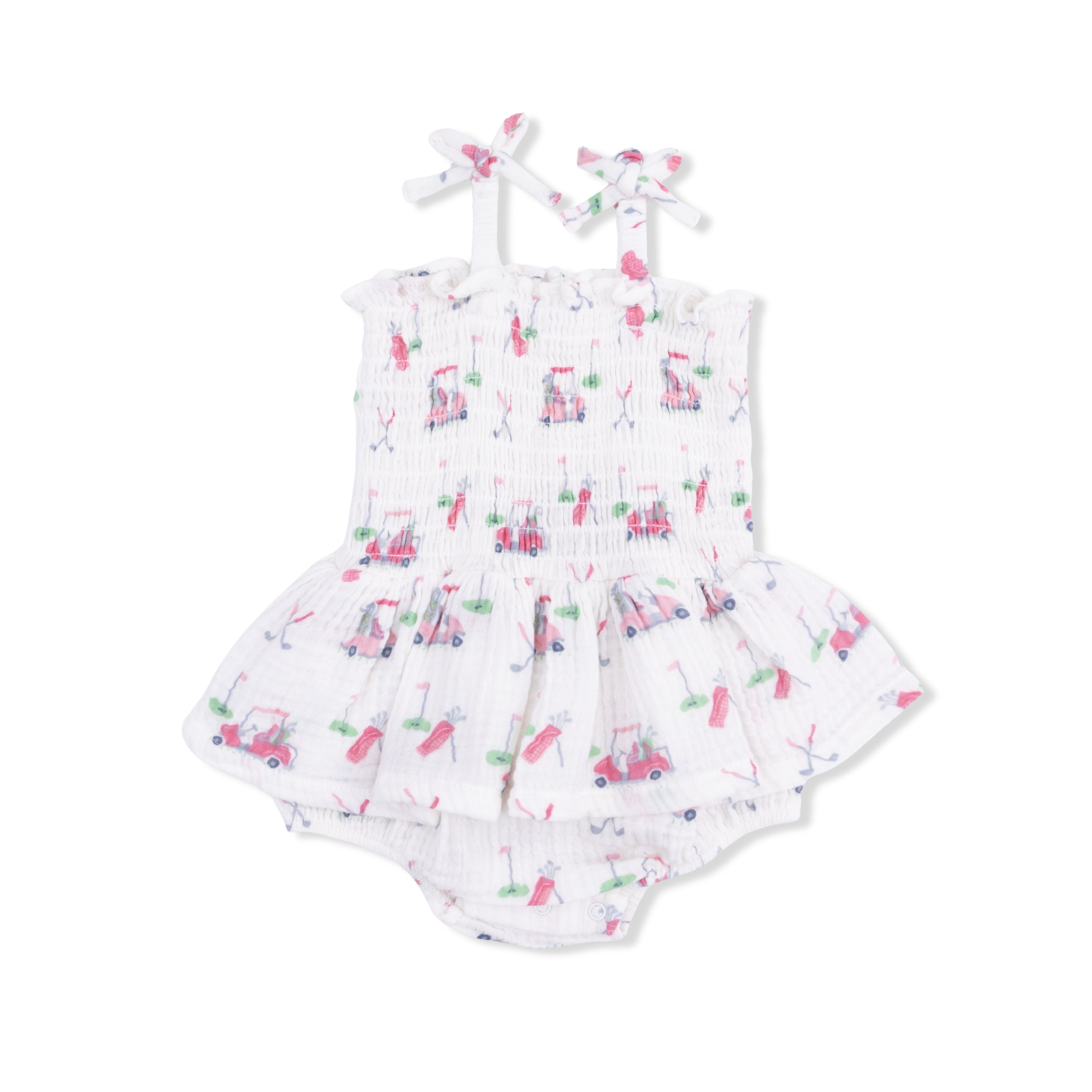 Baby Golf Carts Pink - Smocked Bubble With Skirt