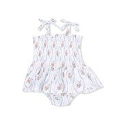 Heirloom Rose Stripe - Smocked Bubble With Skirt