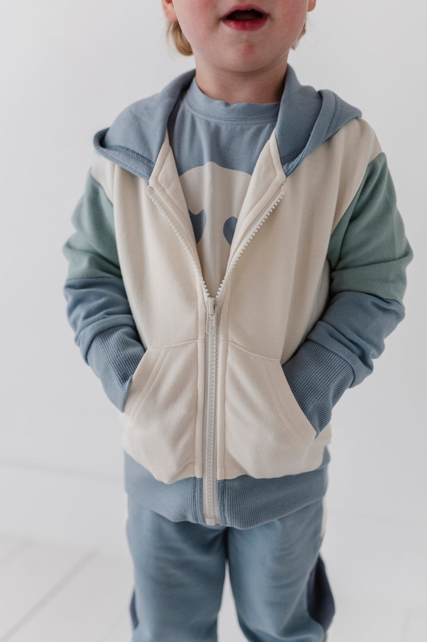 Boys Long Sleeve Track Set In Dusty Blue