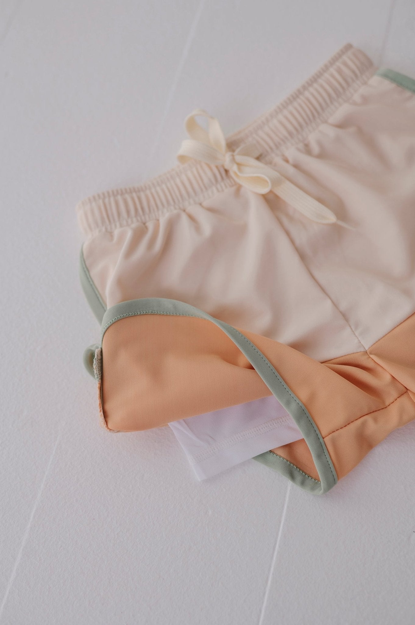 Boys Colorblock Swim Shorts In Ecru