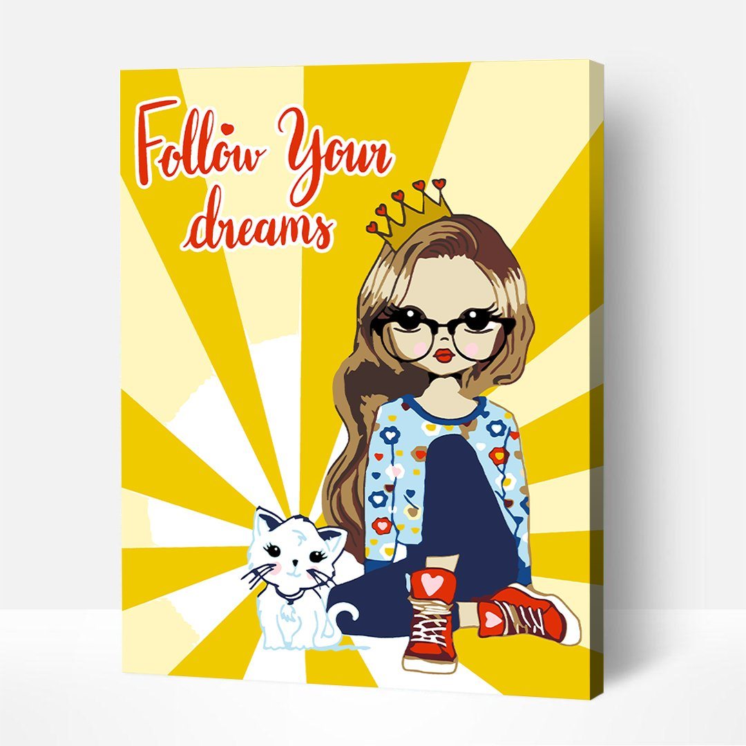 Follow Your Dreams – Paint By Numbers Kit | Artwille | 14x18 Inch Canvas