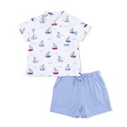Bubbly Sailboats Blue - Polo With Casual Short