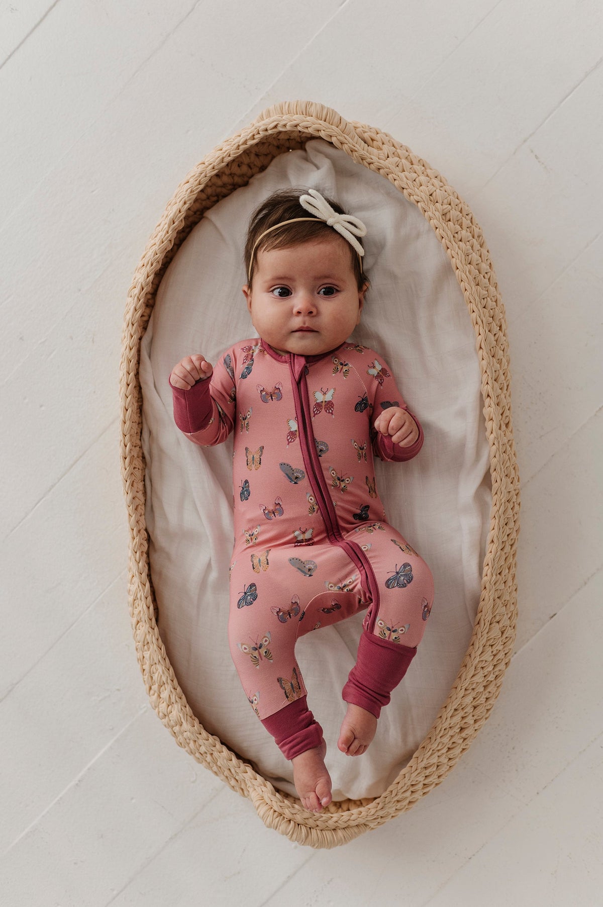 Long Sleeve Zip Romper In Butterfly Bloom