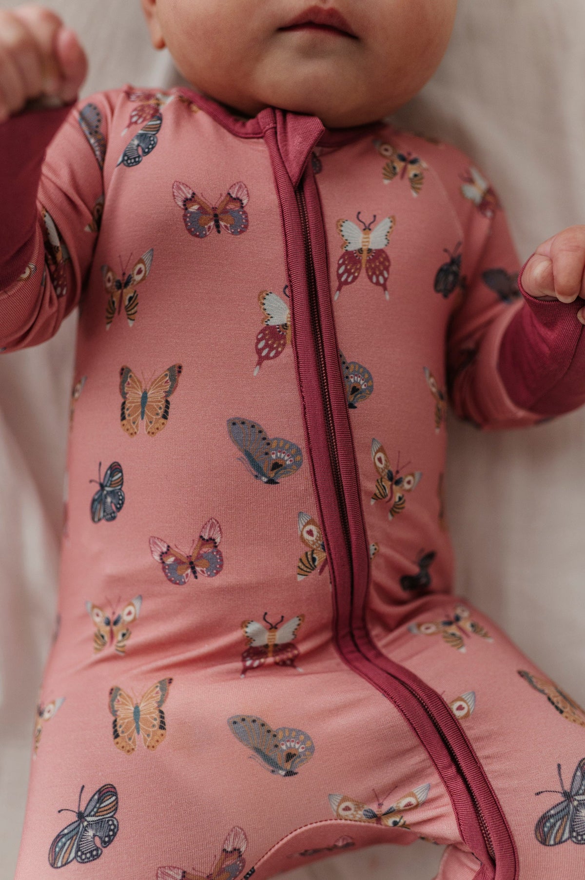 Long Sleeve Zip Romper In Butterfly Bloom