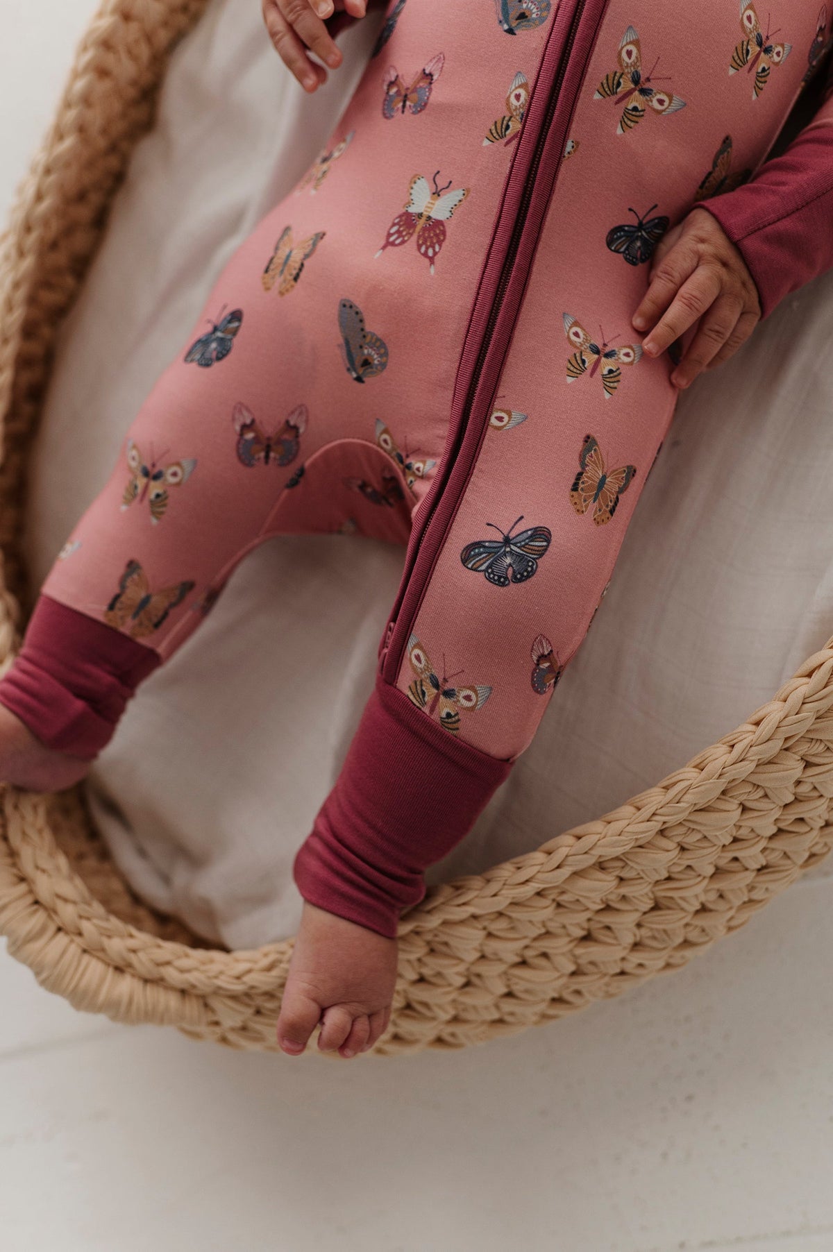 Long Sleeve Zip Romper In Butterfly Bloom