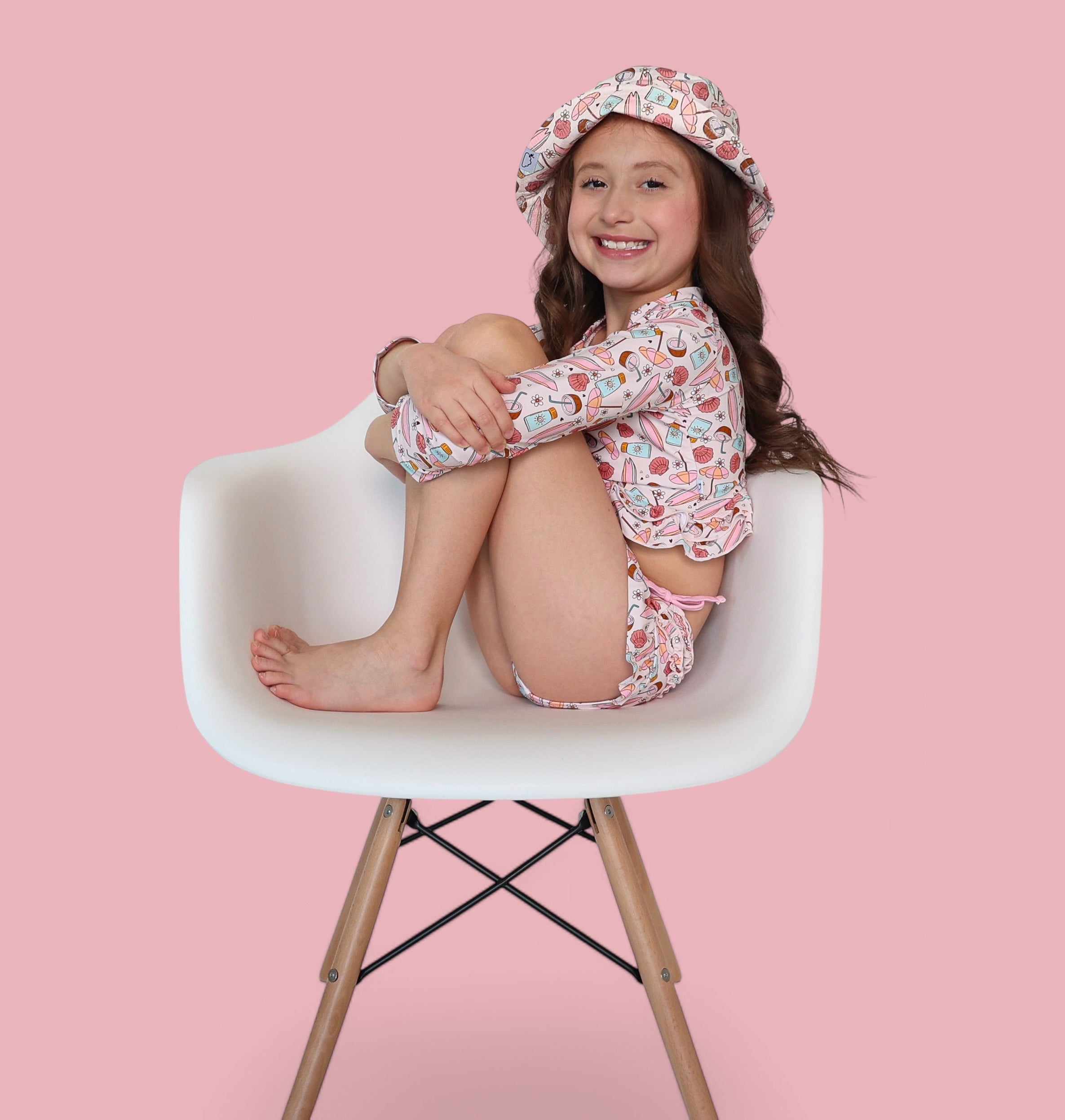 Fun In The Sun Dream Two-piece Rash Guard Ruffle Swim Suit