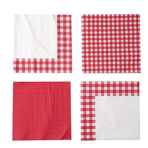 Picnic Themed Gingham Napkins Tableware Pack Of 160