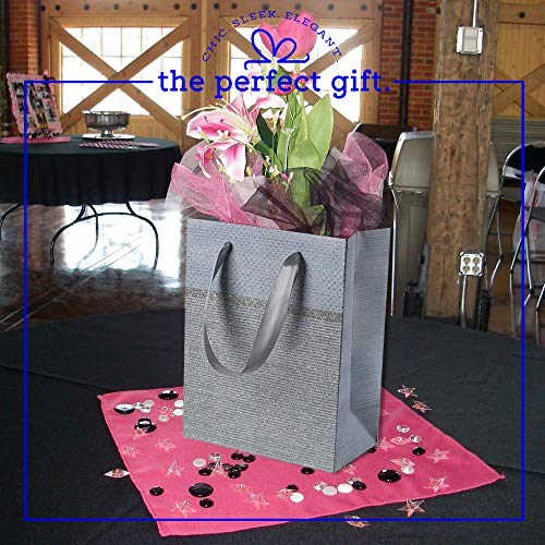 Grey Sparkling Glitter Gift Bags 24 Pack 9"x 7"x 4"