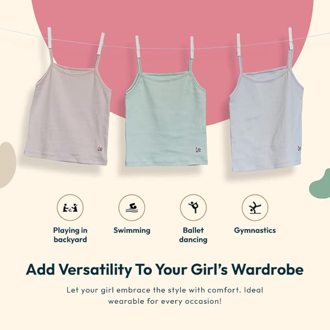 Feathers Girls And Toddler Undershirts - Kids Camisoles - Super Soft Cotton