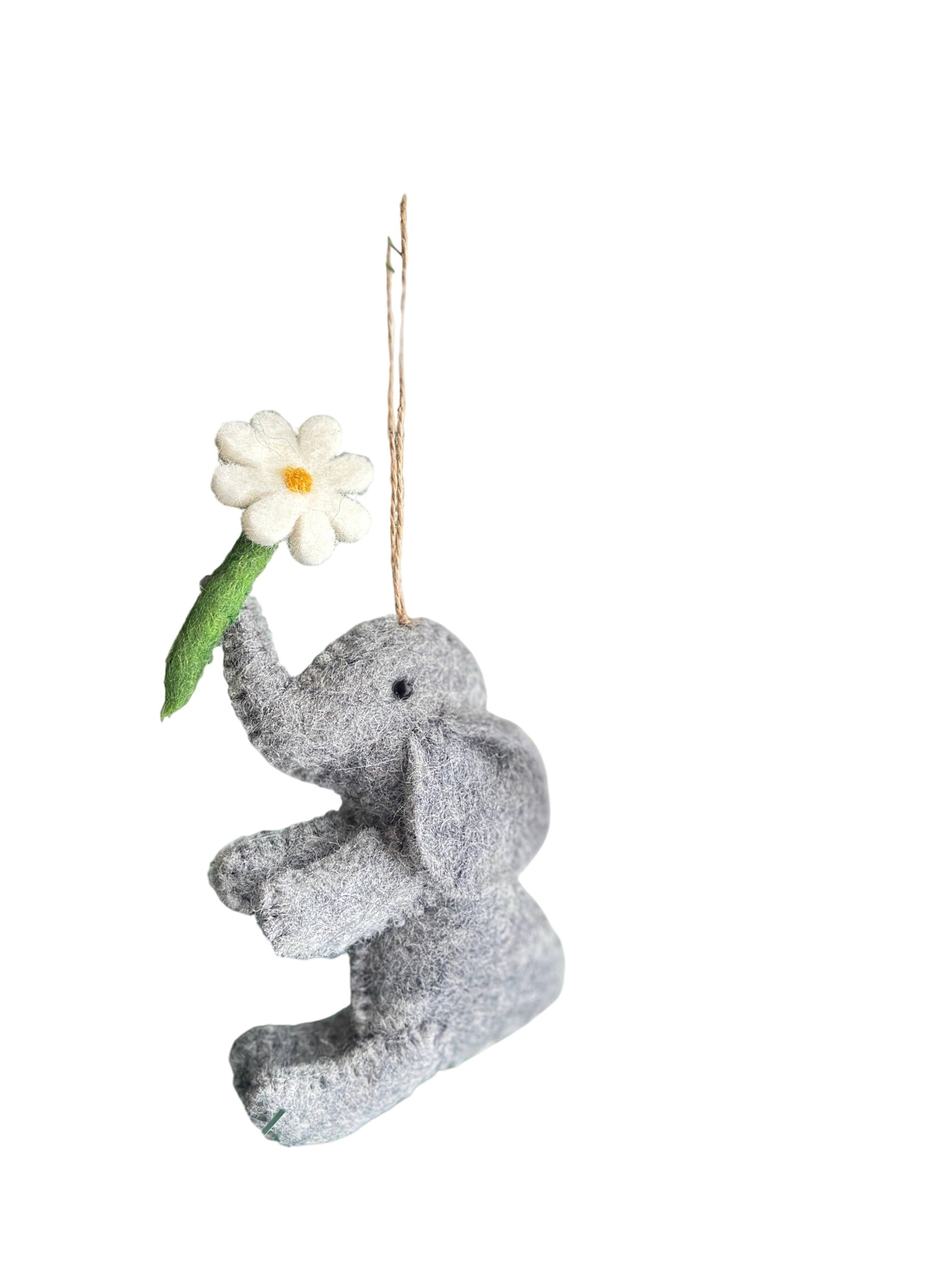 Felt Elephant With Flower Ornament