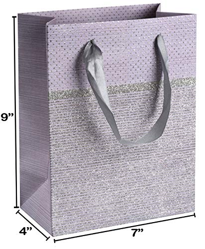 Purple Sparkling Glitter Gift Bags 24 Pack 9"x 7"x 4"