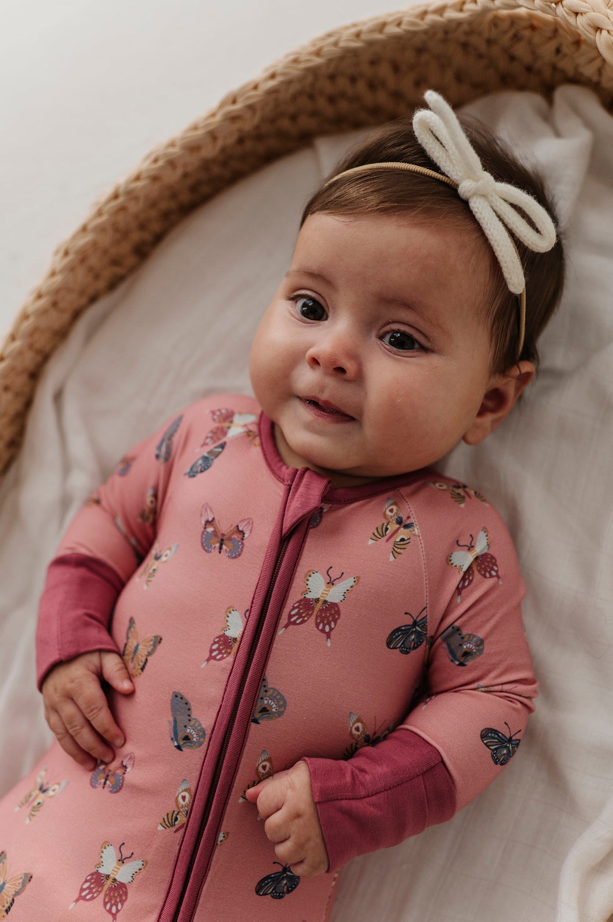 Long Sleeve Zip Romper In Butterfly Bloom