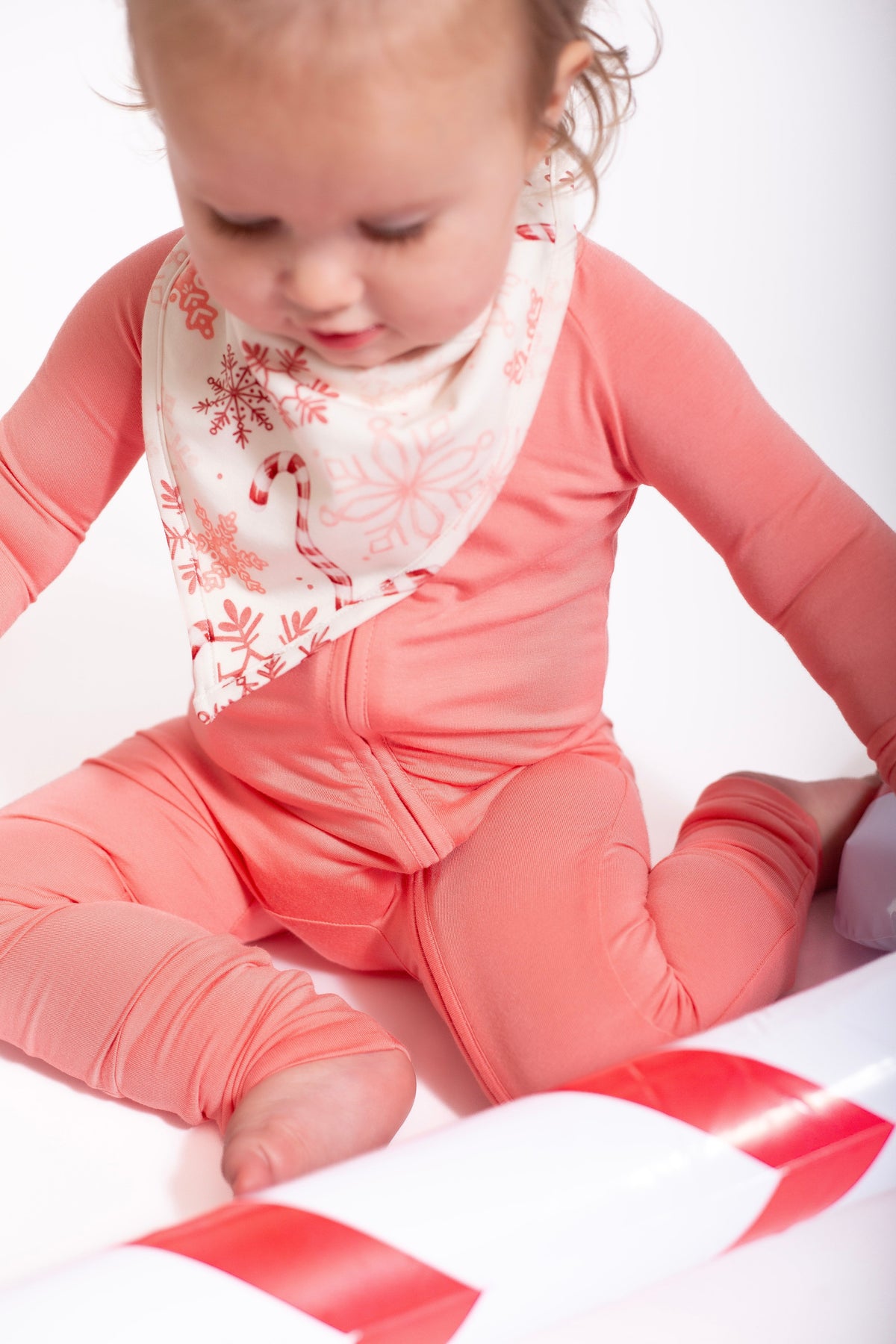 My First Candy Cane: Bamboo Bib In Blue & Peach