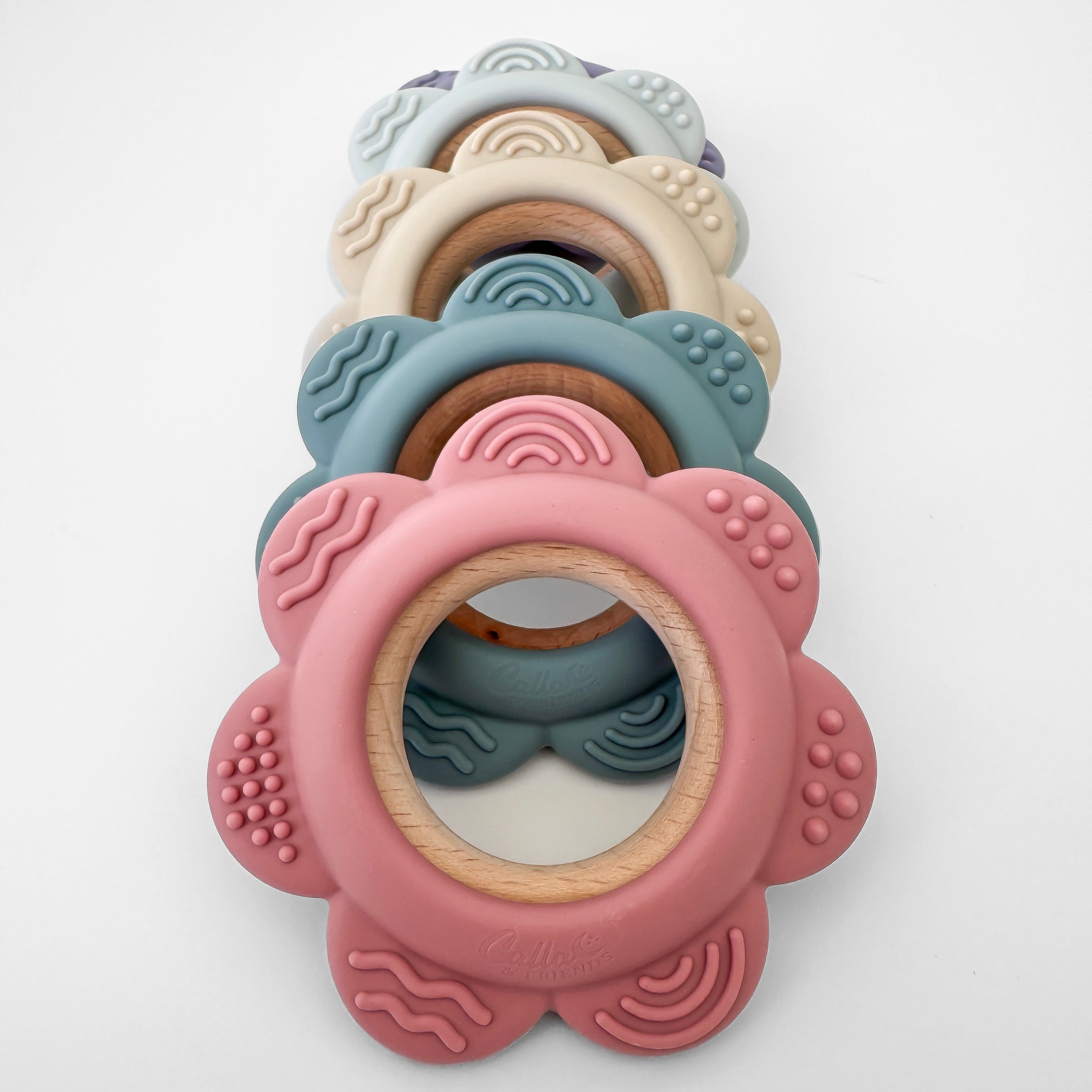 Garden Party Teether Collection - Silicone & Beechwood Flower